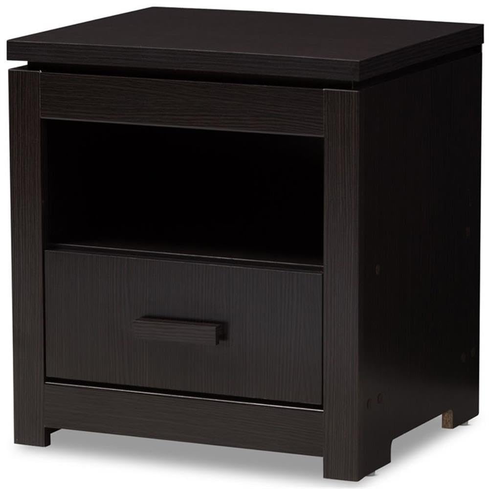 Baxton Studio Bienna Modern and Contemporary Wenge Brown Finished 1-Drawer Nightstand